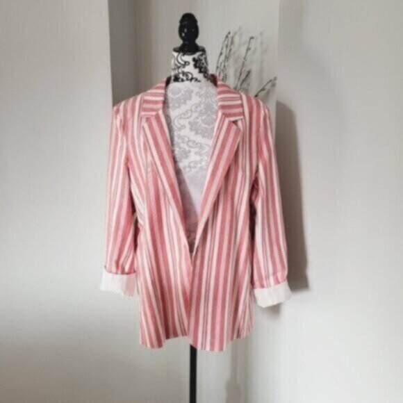 Blazer Jacket Summer Nautical Size 16+  Red White Stripe - Picture 1 of 12